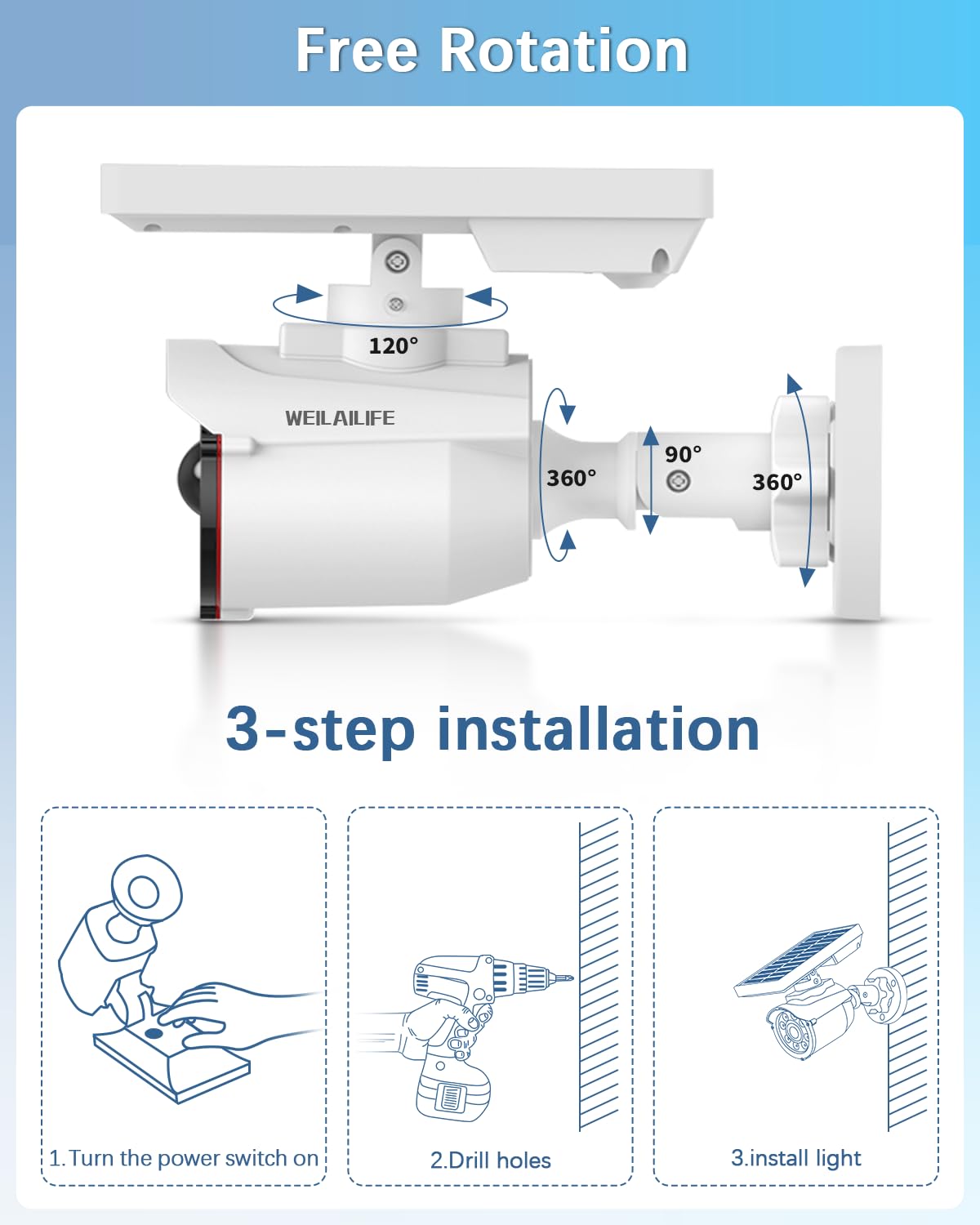 WEILAILIFE motion detection activates light when movement is detected nearby.