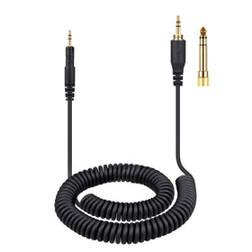 Weishan ATH-M50x coiled cable assembly for clear studio connections.