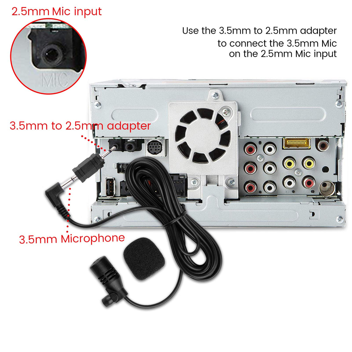 weishan 3.5mm to 2.5mm adapter and mounts included for universal fit