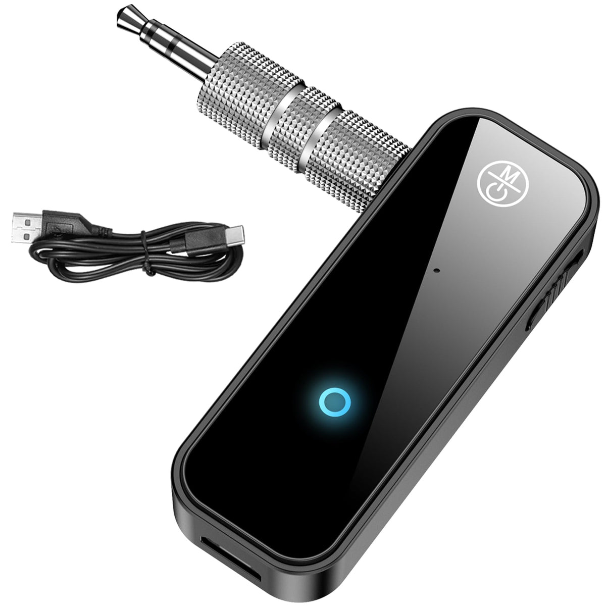 WEKEFON 2-in-1 Bluetooth adapter in car setup enabling wireless music and hands-free calls