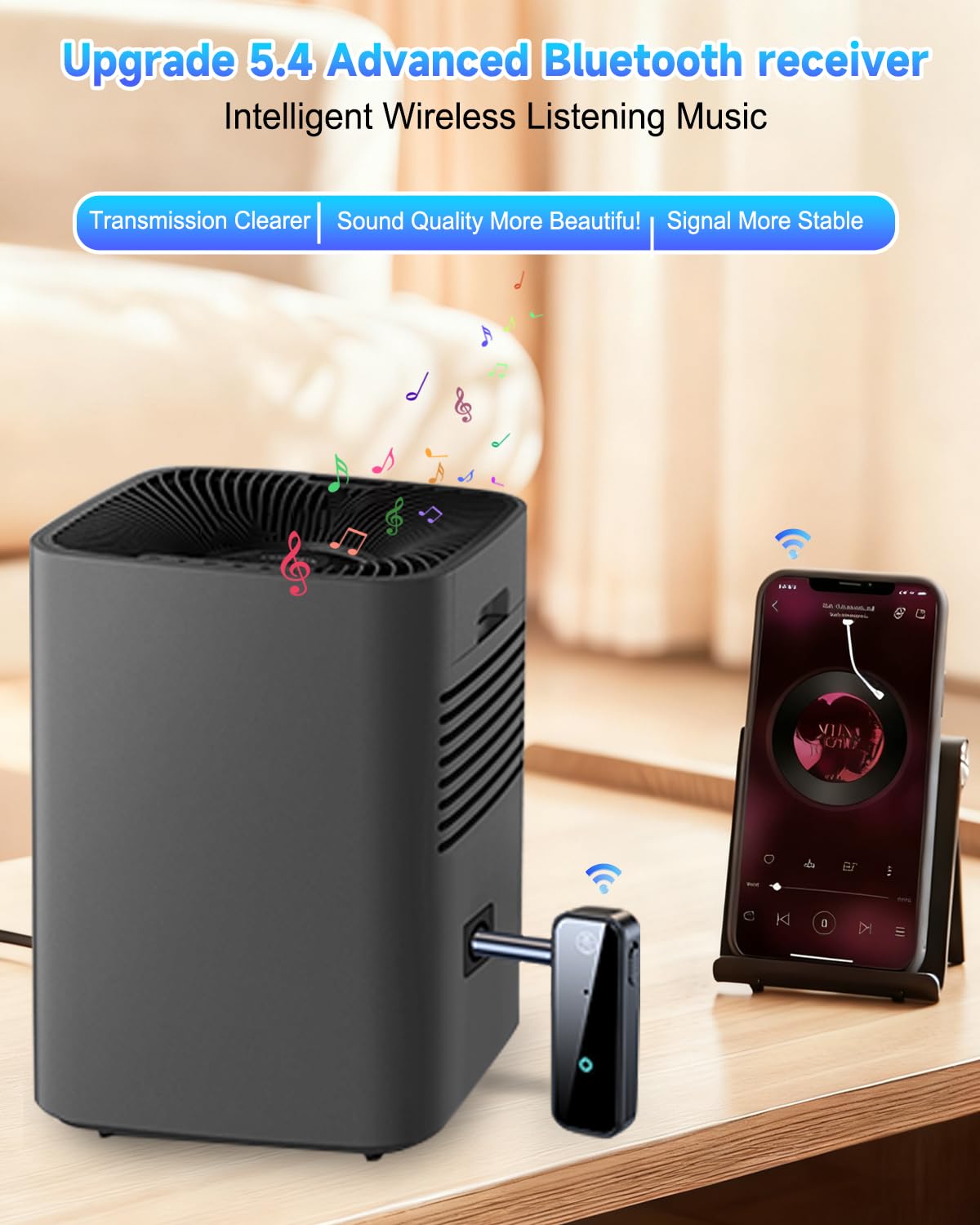 WEKEFON receiver mode streams phone music to wired home speakers