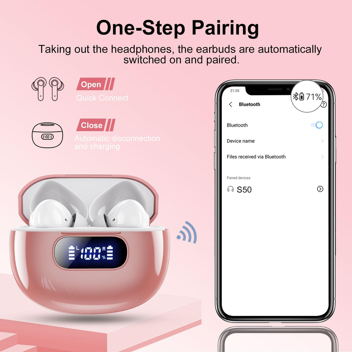 Wekily S50 with Bluetooth 5.3 delivers stable, fast pairing up to 15 meters.