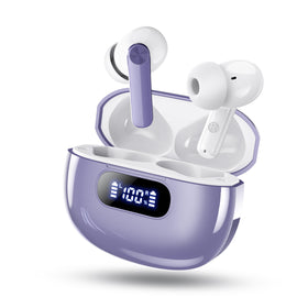 Wekily S50 earbuds front view, compact wireless design for daily listening.