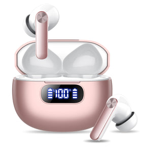 Wekily S50 Earbuds with LED display showing battery status for quick charging.