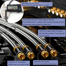 Wekuant audiophiles RCA cable gold-plated connectors extend durability and reduce contact noise