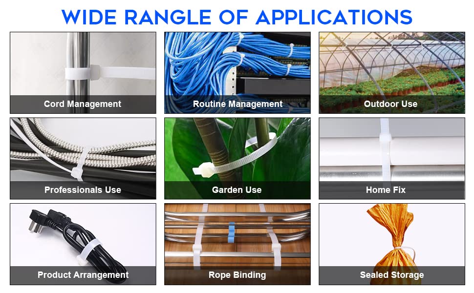 WLEAD heavy-duty zip ties withstand sunlight on outdoor projects.