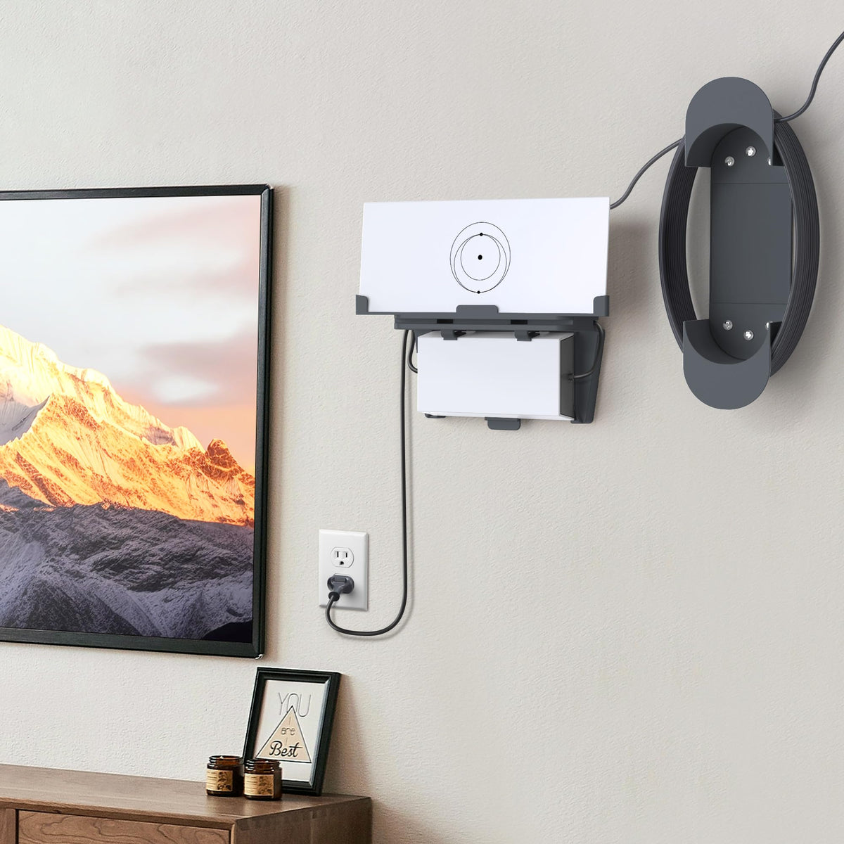 Welllifein Sleek grey design mount blending with modern interior spaces.