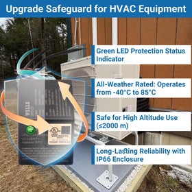 Wells unit mounted next to an HVAC condenser to protect compressor and controls