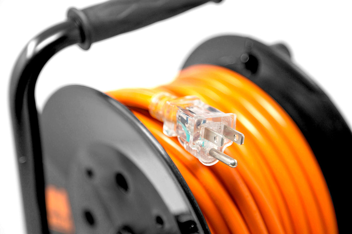 WEN cord reel in use powering outdoor equipment for reliable workflow
