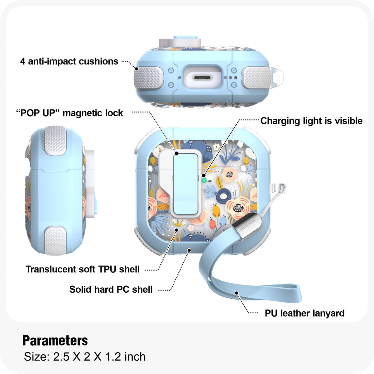 WENEW AirPods 4 Case four air cushions absorb minor bumps