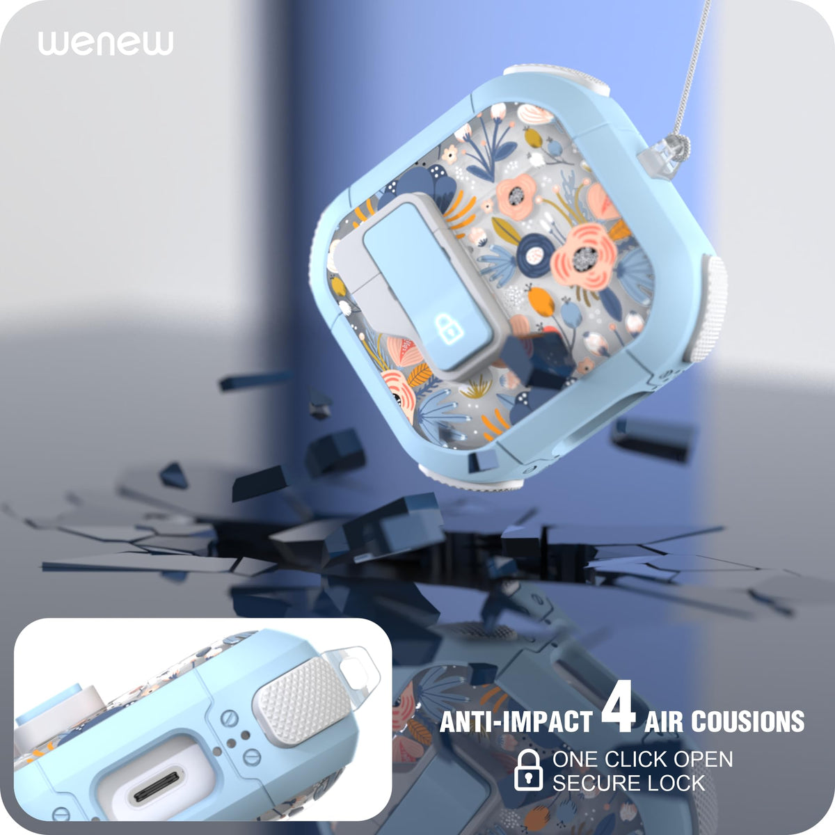 WENEW AirPods 4 Case front LED visible for status checks