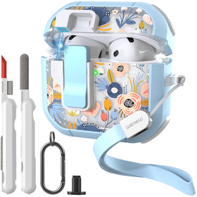 WENEW AirPods 4 Case with full hard shell blue pattern for stylish protection