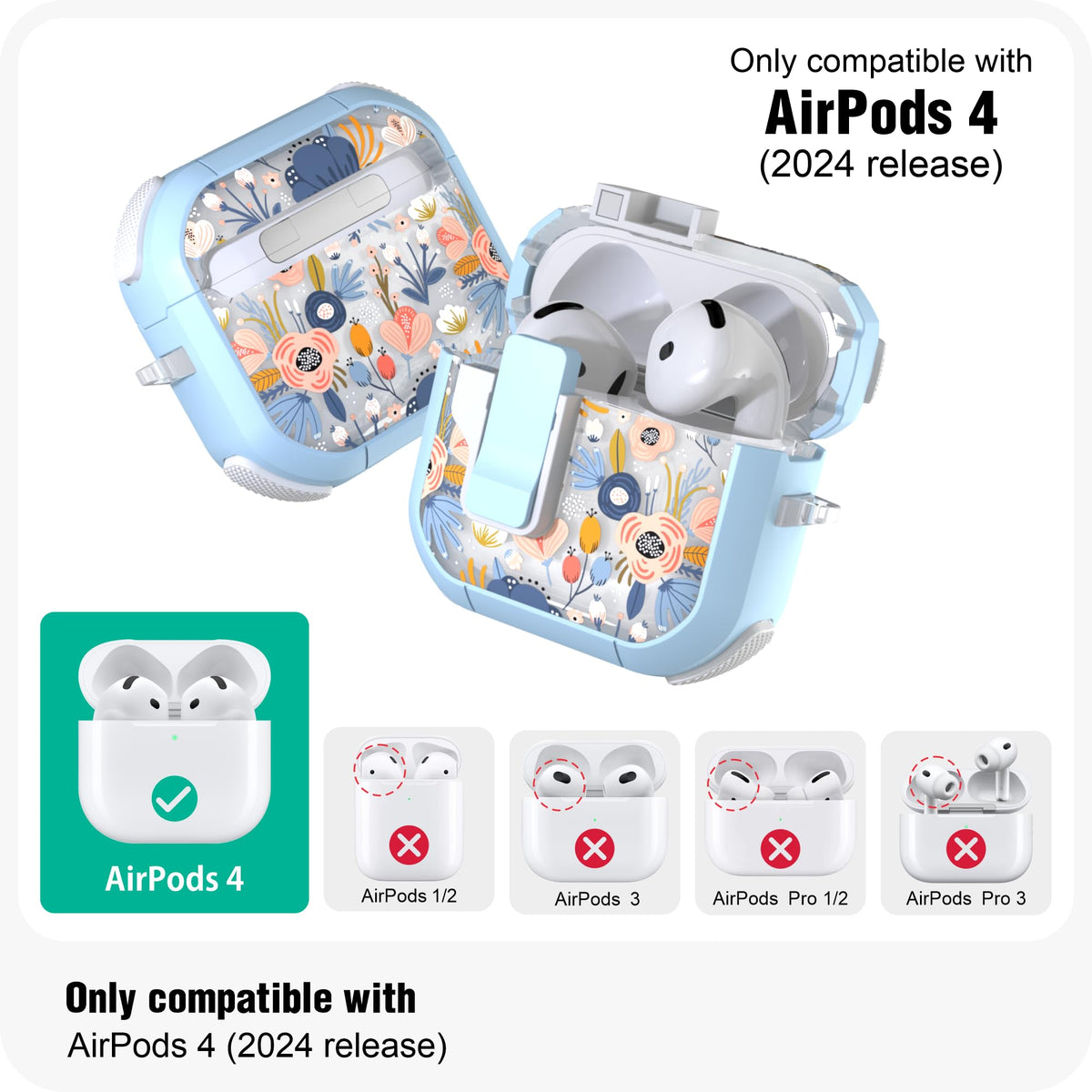 WENEW AirPods 4 Case one-click magnetic lock for quick secure access