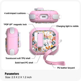 WENEW leather lanyard attached to pink flower case for on-the-go style.