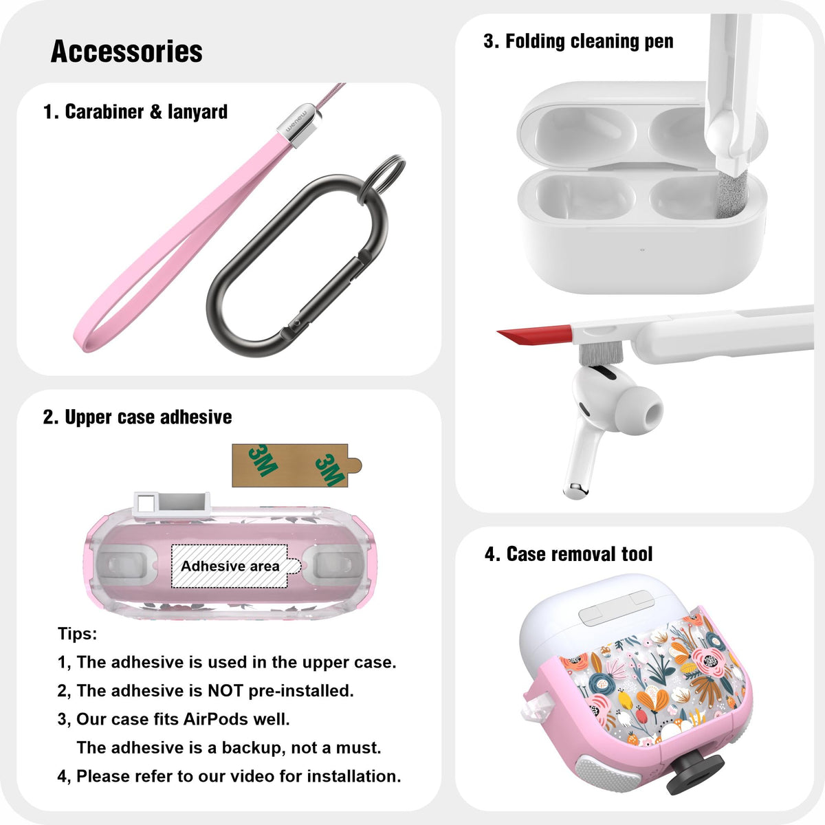 WENEW pink flower case shown with wireless charging compatibility.