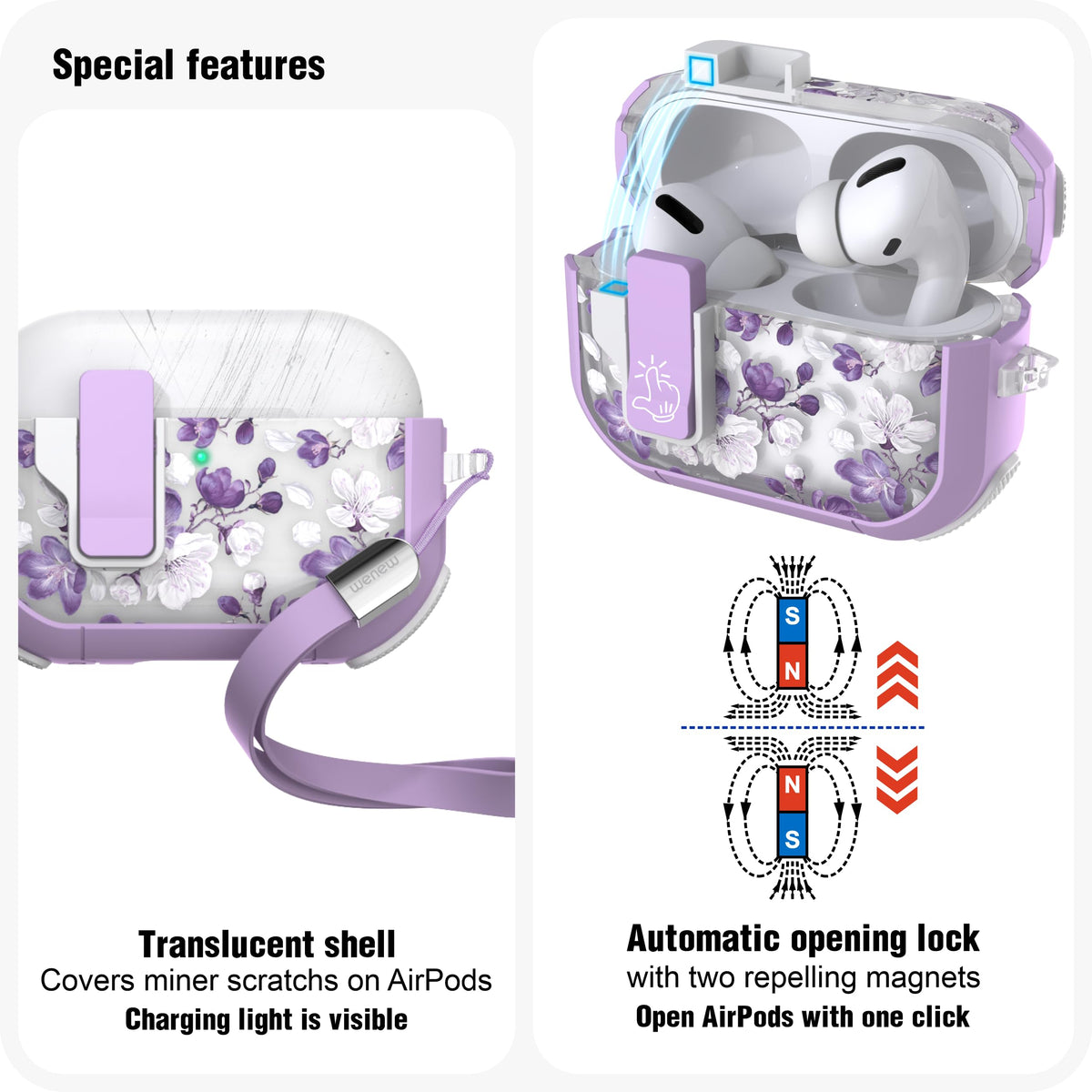 Wenew AirPods Pro 2 case UV-coated pattern for durable color.