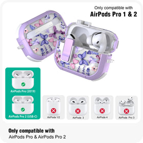 WENEW AirPods Pro 2 purple butterfly back view showing full-body shell.