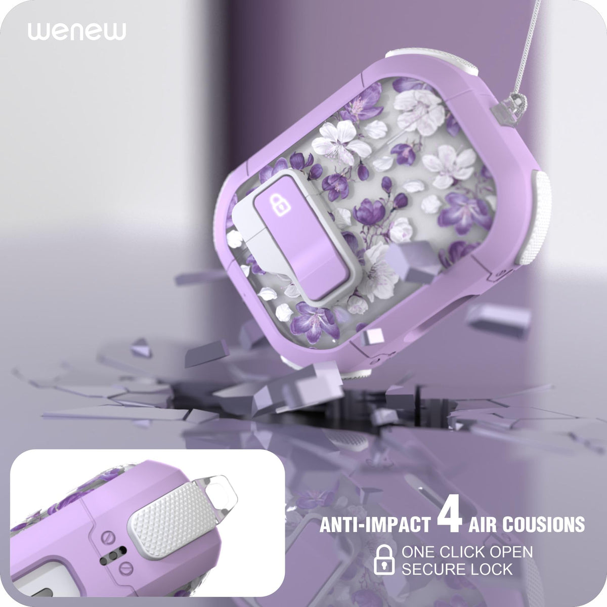 WENEW AirPods Pro 3 case front LED visible for quick status checks