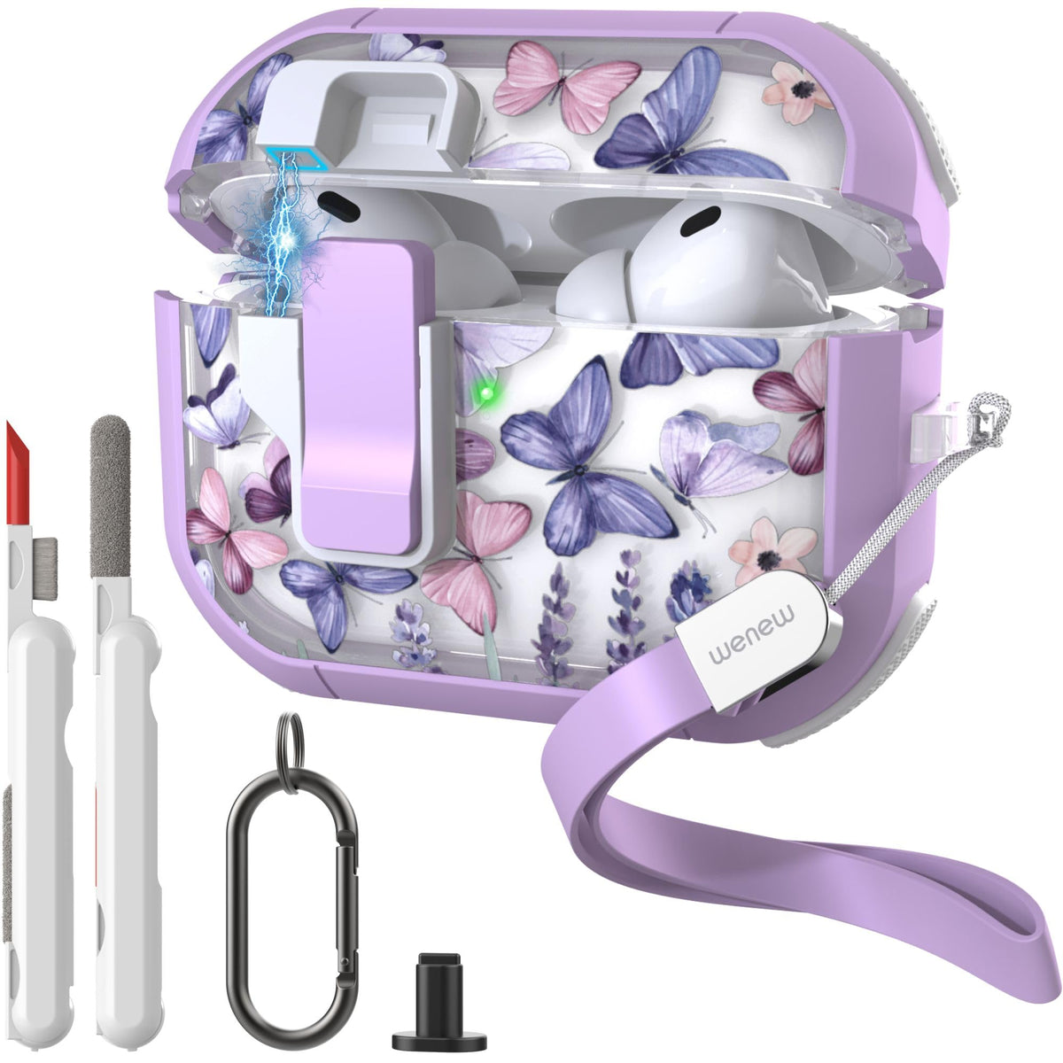WENEW AirPods Pro 3 case with purple butterfly pattern protects your case and adds style.