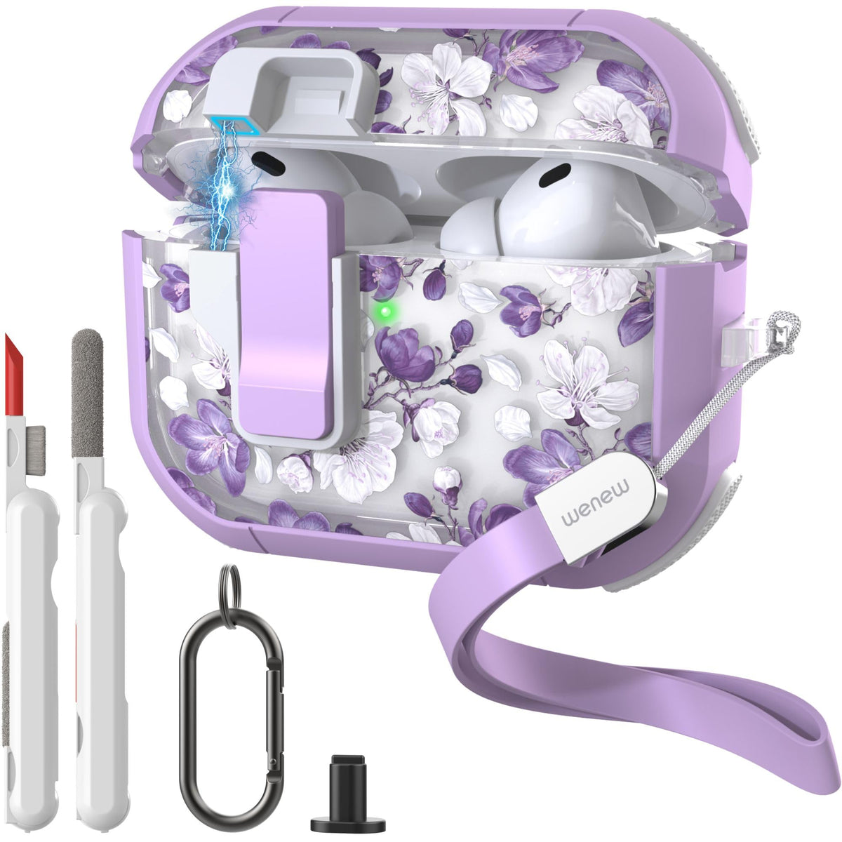 WENEW AirPods Pro 3 case with purple flower pattern protects and personalizes your earbuds