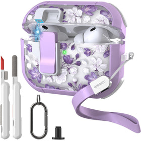 WENEW AirPods Pro 3 case with purple flower pattern protects and personalizes your earbuds