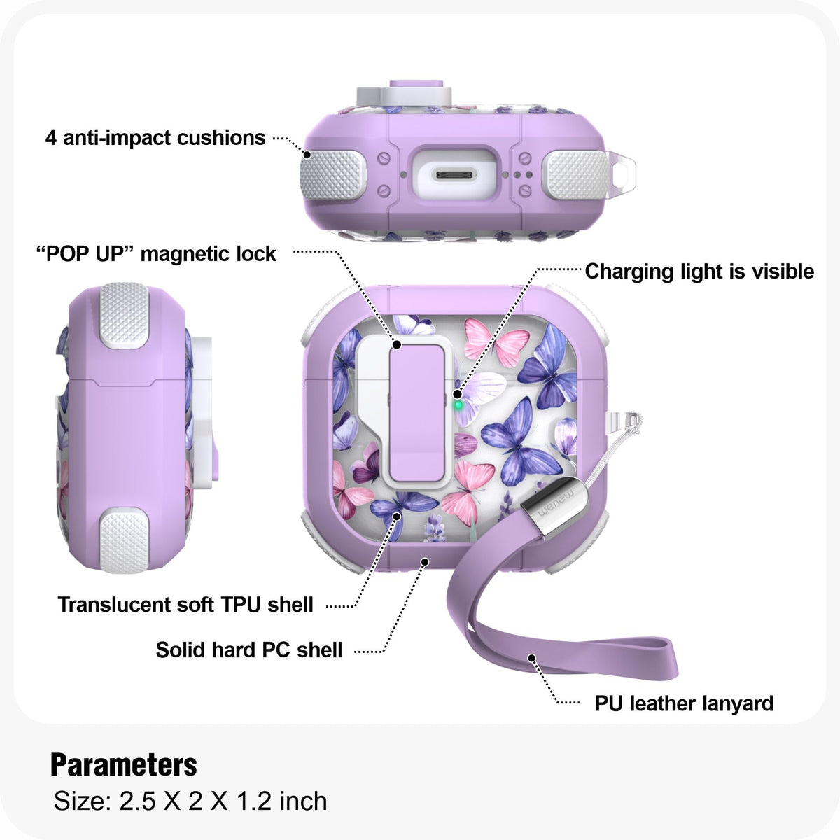 WENEW AirPods 4th case with magnetic lock open for secure on-the-go storage.
