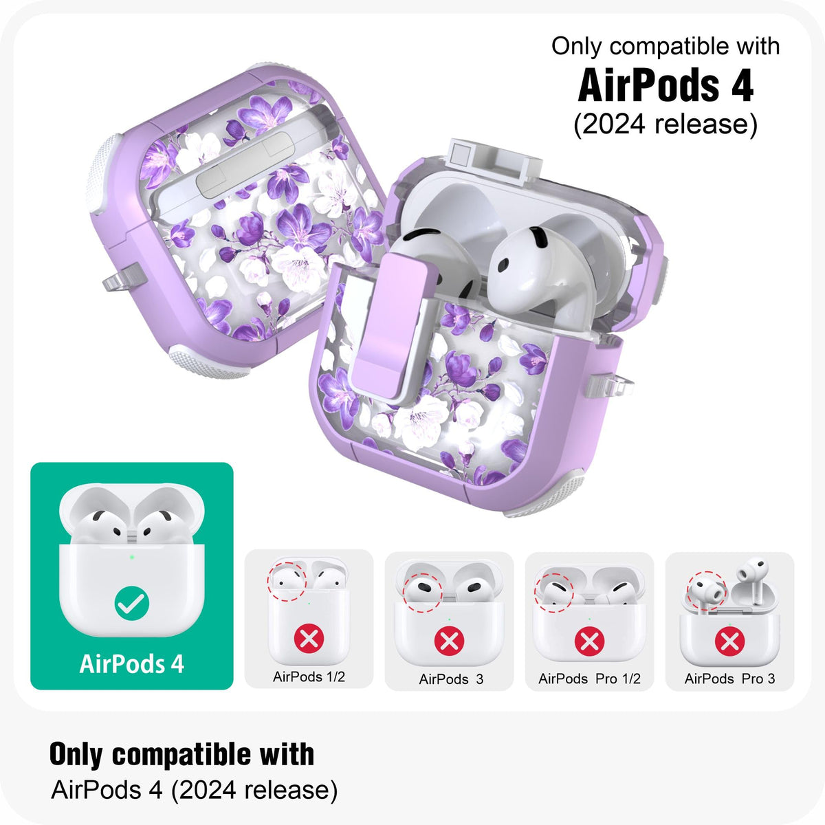 WENEW AirPods 4th case with secure magnetic lock for quick access.