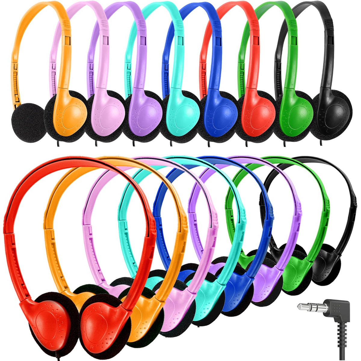 Wensdo 25-pack front box showing mixed-color headsets and quick distribution benefit