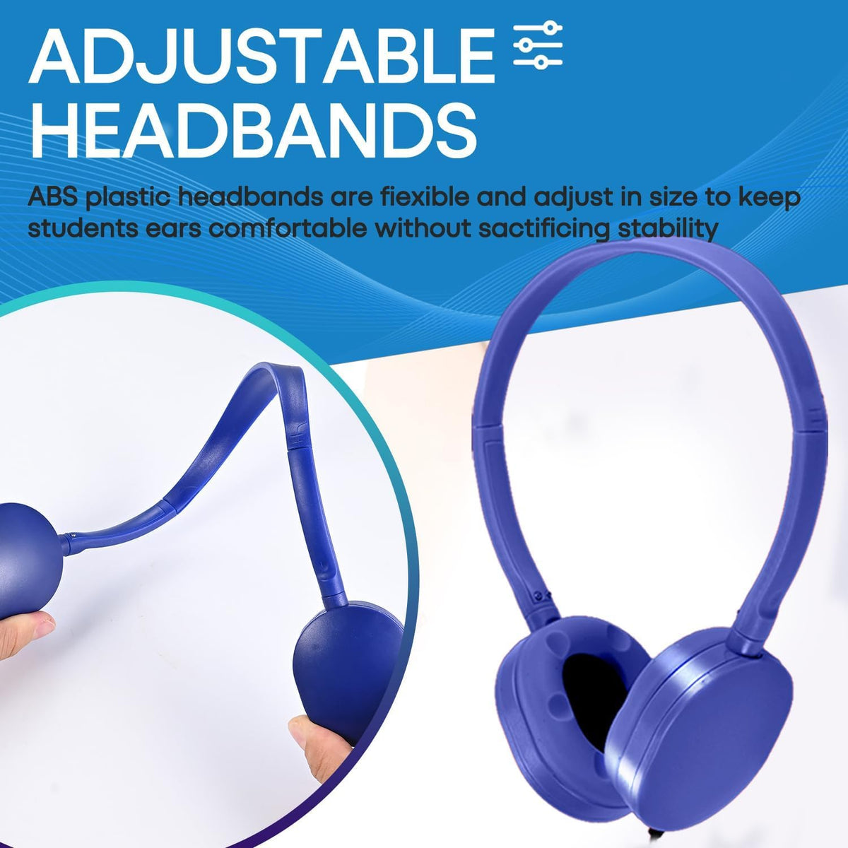 Wensdo classroom headphones with durable, tangle-free wired cables.