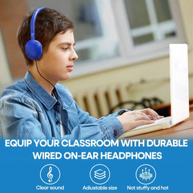 Wensdo-blue headphones suitable for daily school use.