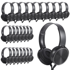 Wensdo bulk on-ear headphones 24-pack in classroom packaging