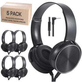 Wensdo classroom headphones bulk 5-pack with durable design for daily school use