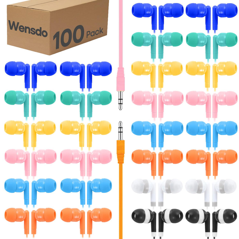 Wensdo earbuds 100-pack bulk classroom colors for versatile student listening