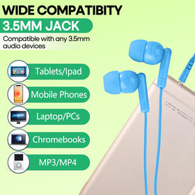 Wensdo earbuds 3.5mm jack plug-and-play for laptops and tablets