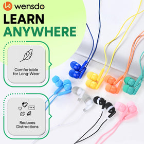 Wensdo earbuds individually bagged packaging keeps classroom sets organized