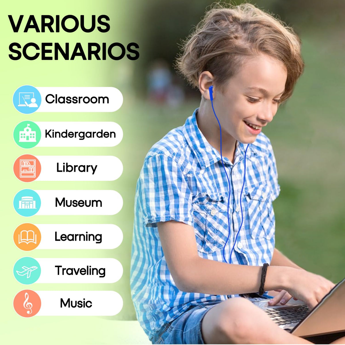 Wensdo earbuds universal compatibility enables easy classroom device sharing