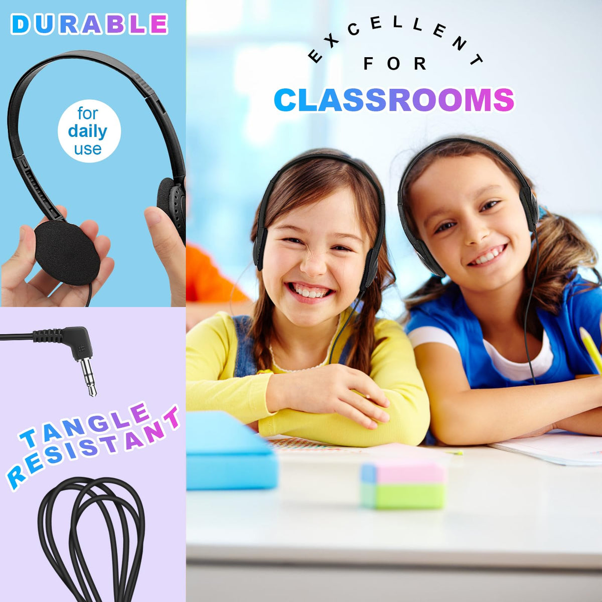 Wensdo HY103 lightweight kids headphones designed for comfortable long wear.