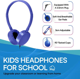Wensdo HY104 kids headphones with soft ear cushions for comfort.