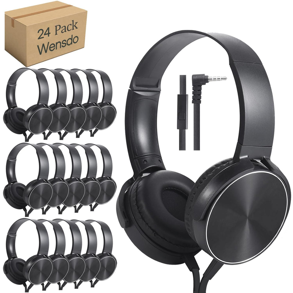 Wensdo HY450 24-pack classroom headphones for online lessons and group work.