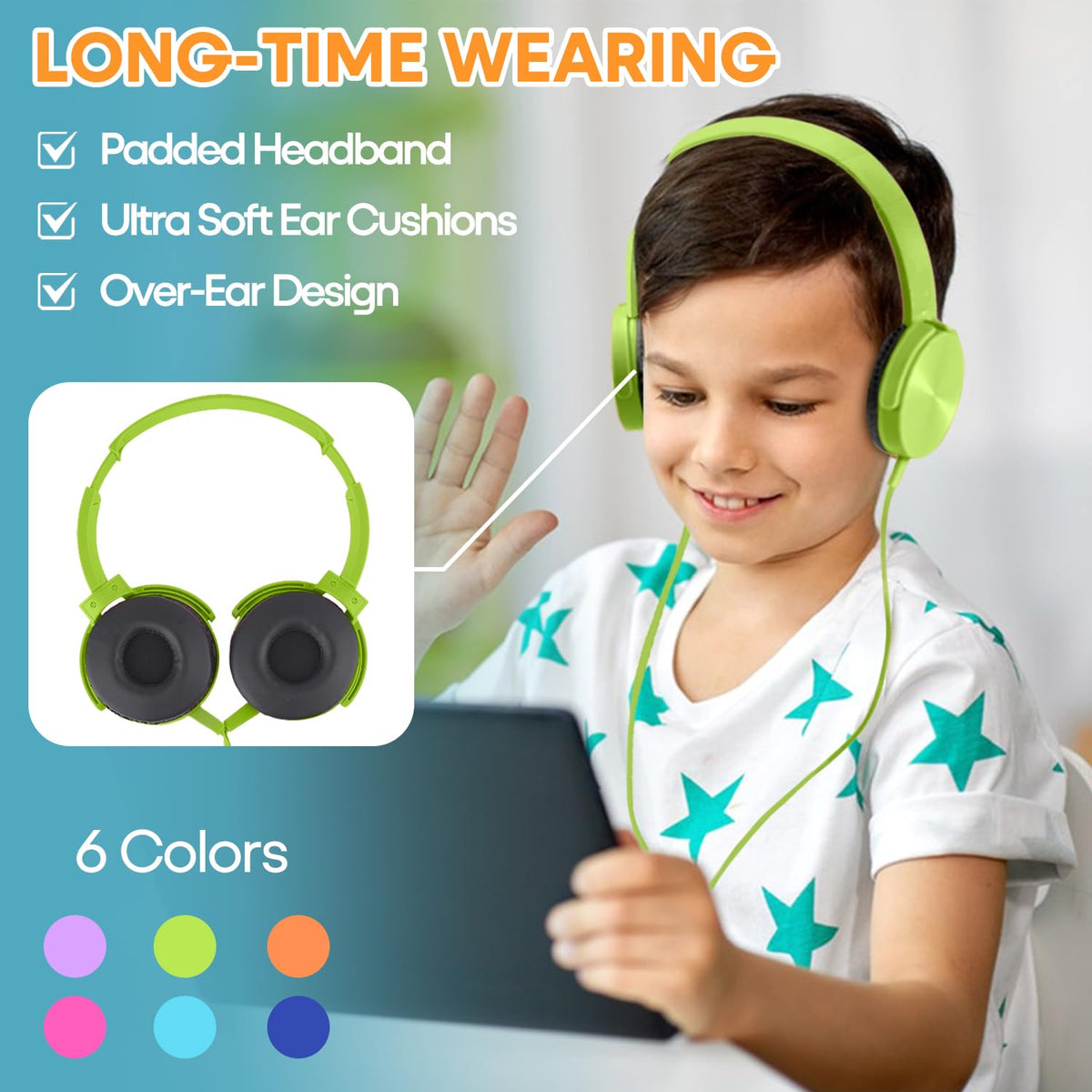 Wensdo HY450 headphones with a universal 3.5mm jack for devices.