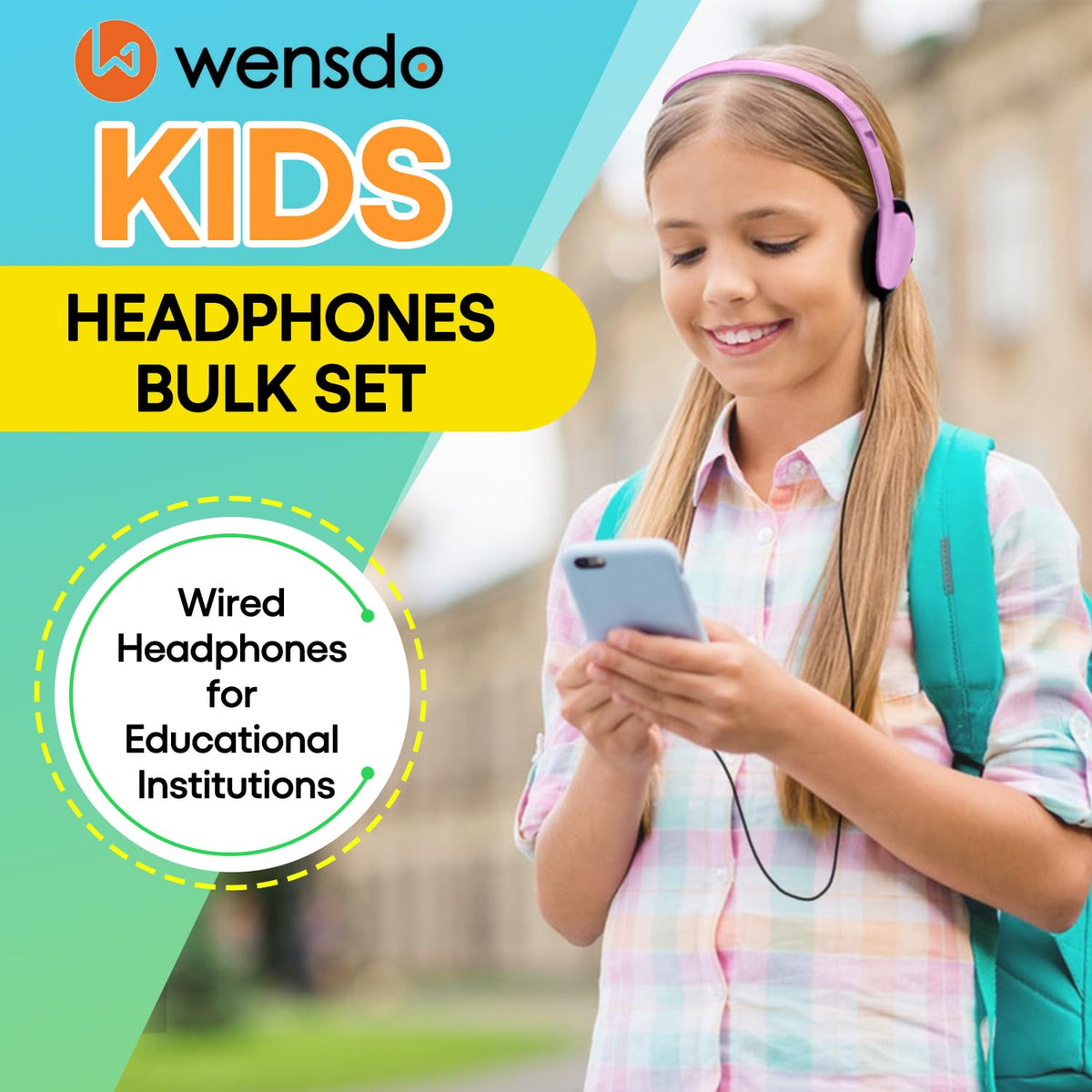 Wensdo HY857 classroom headphones with adjustable band suitable for all ages