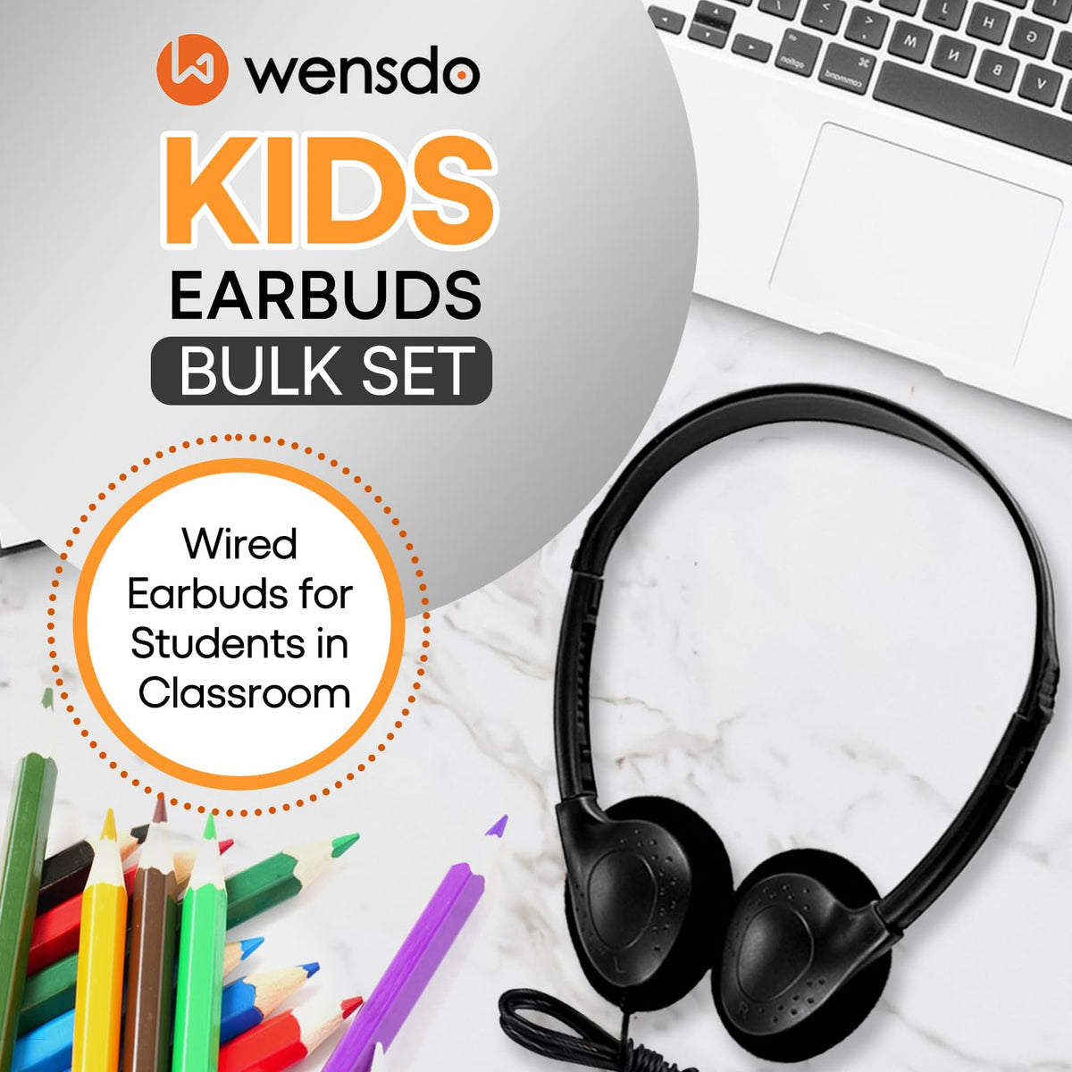 Wensdo HY857 headphones inside box ready for classroom setup