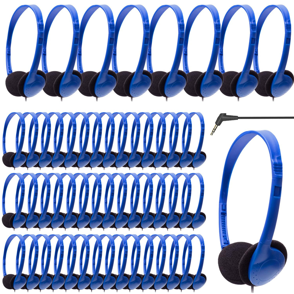 Wensdo HY857 kids headphones blue bulk pack neatly boxed for easy classroom distribution
