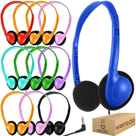 Wensdo HY857 kids headphones bulk pack in vibrant colors for classroom distribution