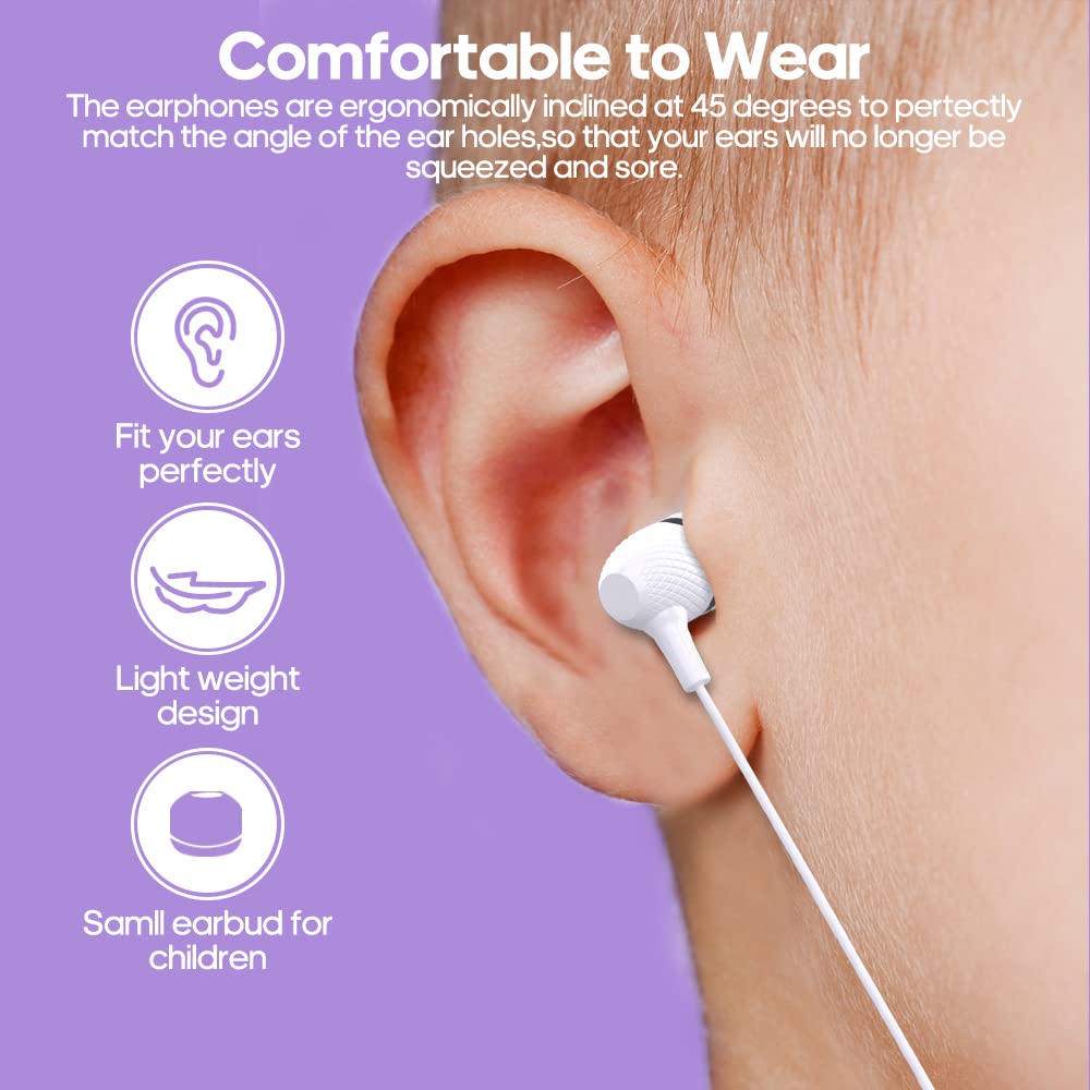 Wensdo Kids Earbuds durable wire with middle joint resists pulling.
