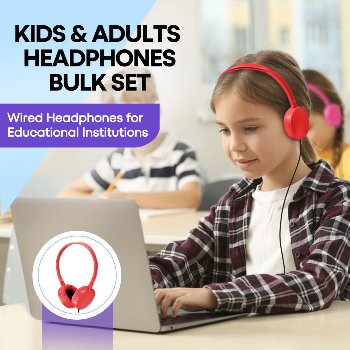 Wensdo kids headphones adjustable headband provide a comfortable fit for growing students.