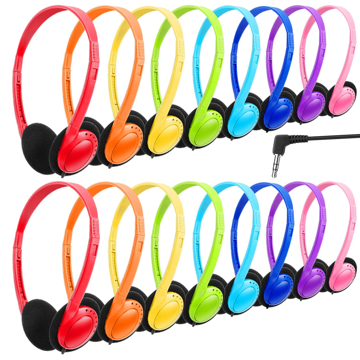 Wensdo kids headphones bulk 16-pack ready for classrooms and testing.