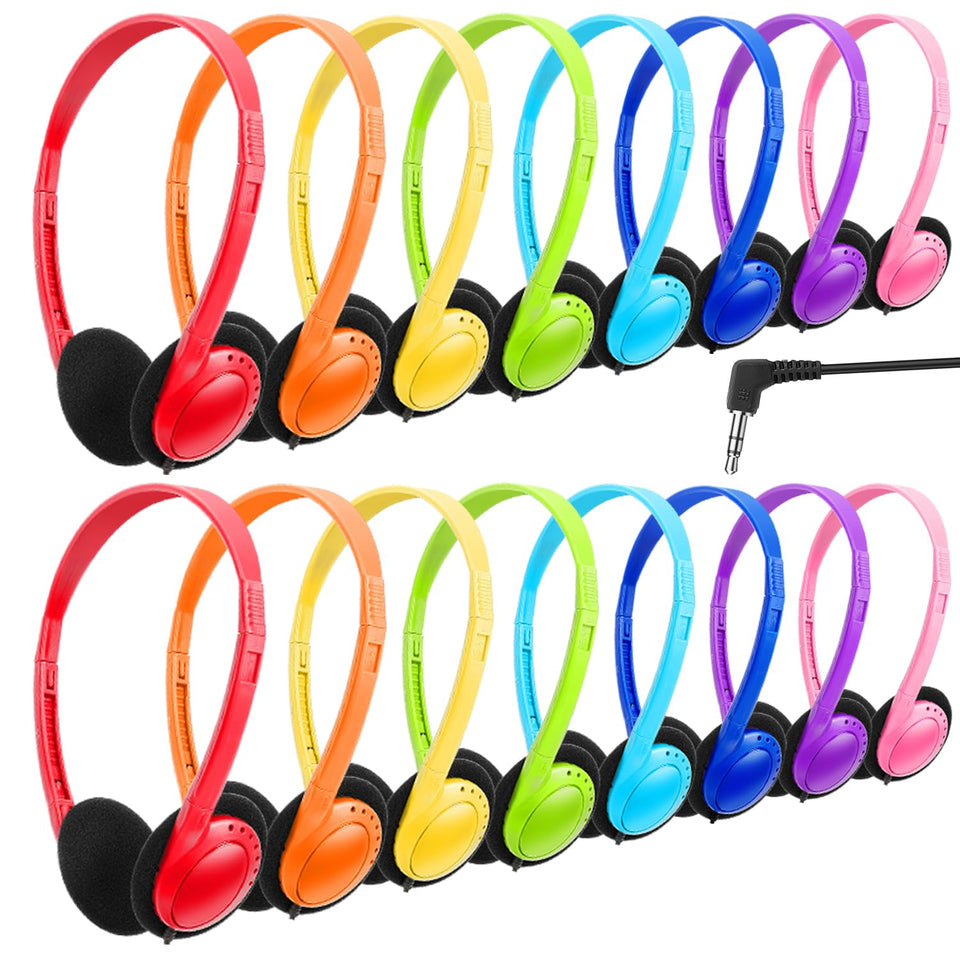 Wensdo kids headphones bulk 16-pack ready for classrooms and testing.