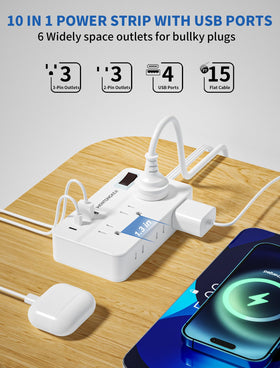 Wentongkeji surge protector 1080J rating for reliable surge protection.