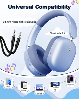 Wentronic kids headphones blue bluetooth-5-4 connectivity for wireless listening and pairing.